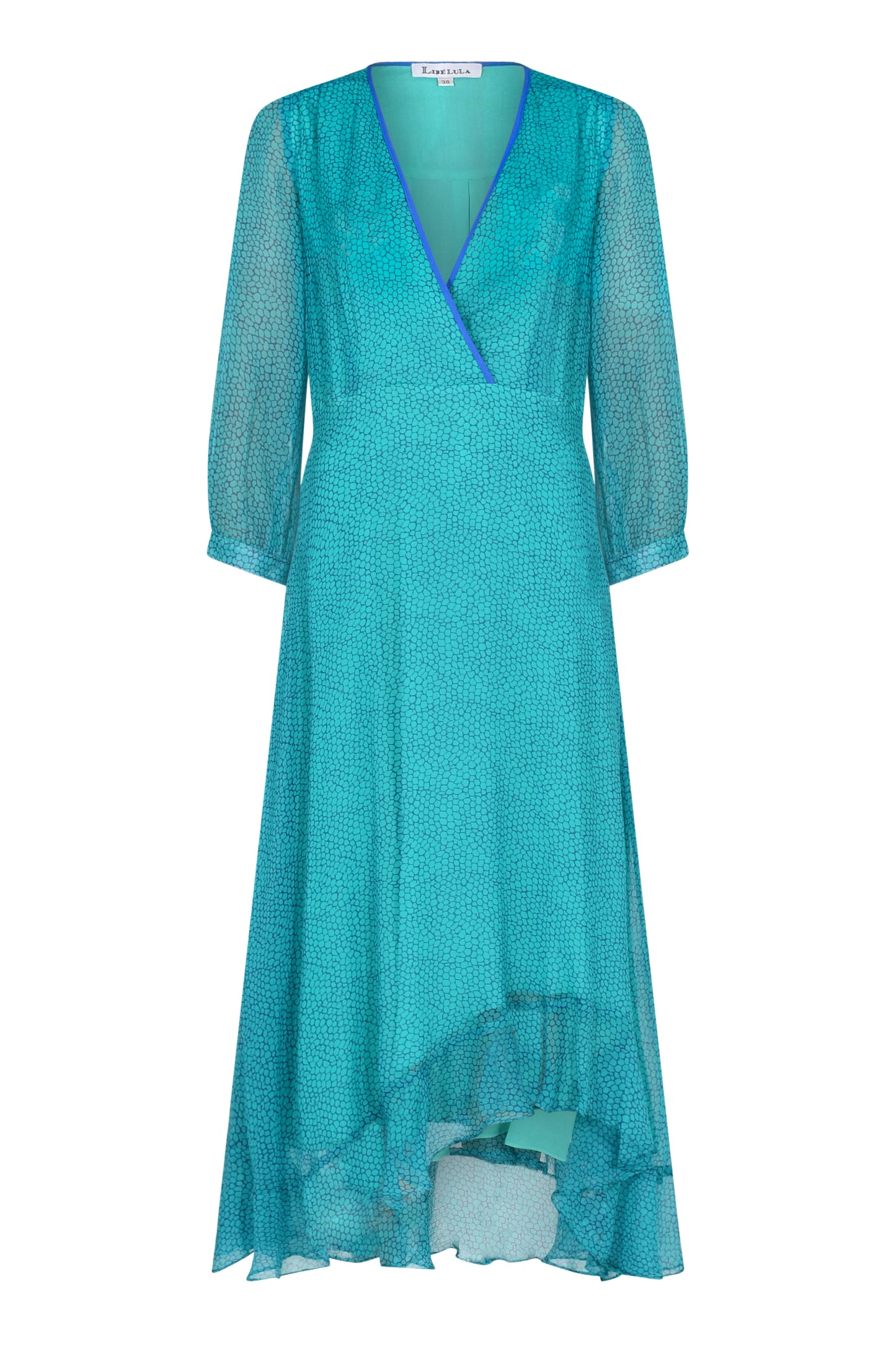 ANASCHICA DRESS | TEAL ORGANIC PRINTED SILK CHIFFON