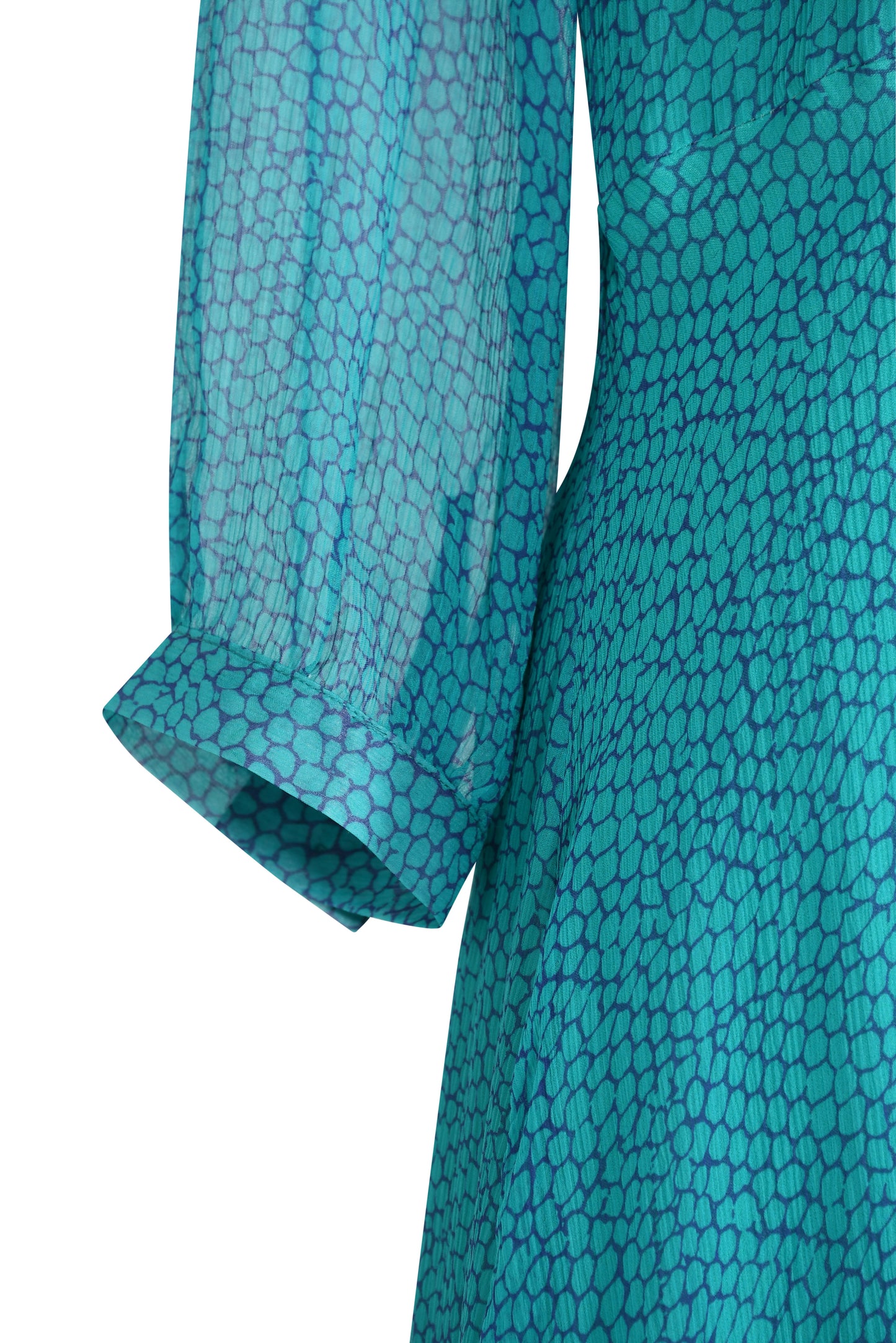 ANASCHICA DRESS | TEAL ORGANIC PRINTED SILK CHIFFON