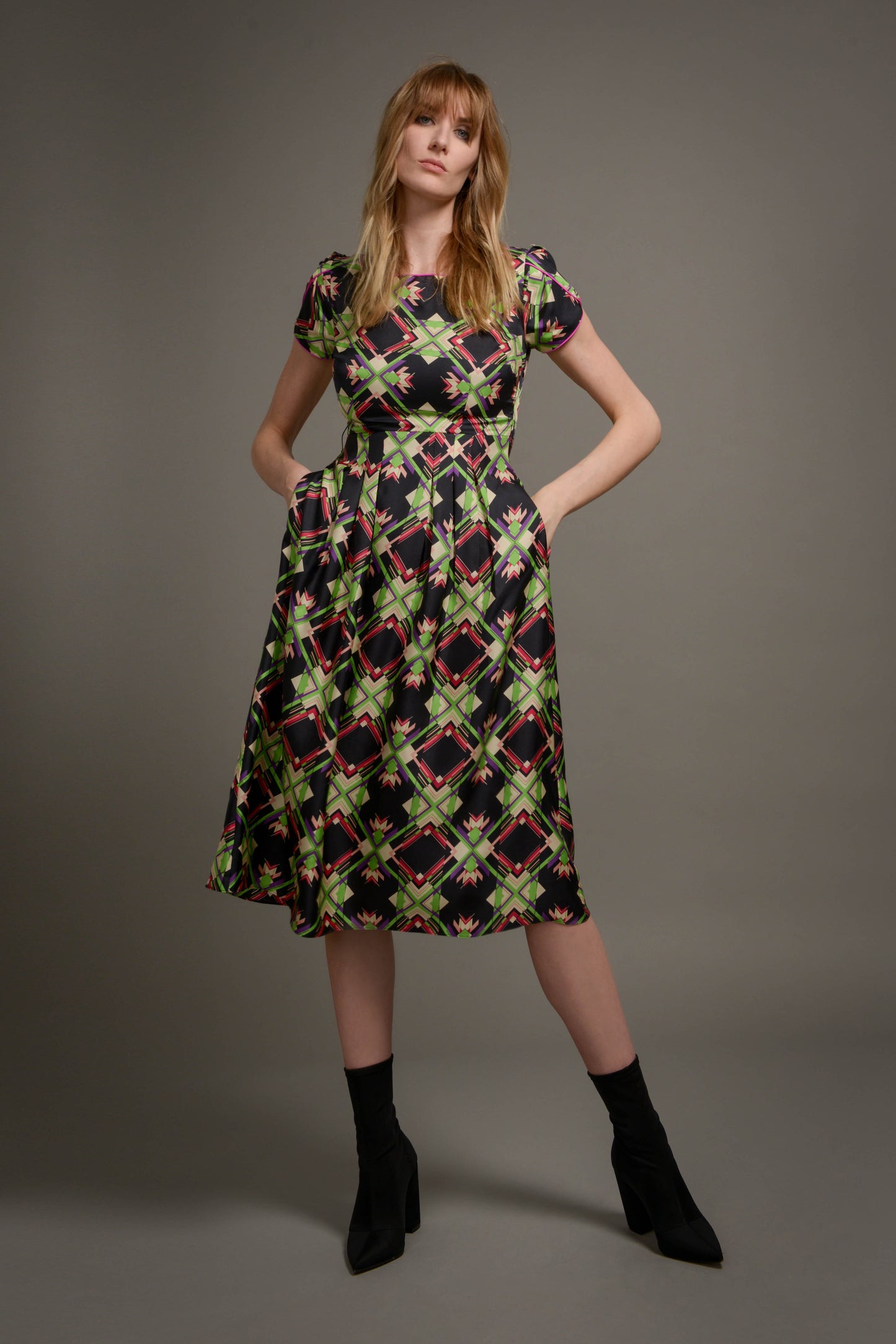 LONGER BEATRIX DRESS | REFRACTION PRINT