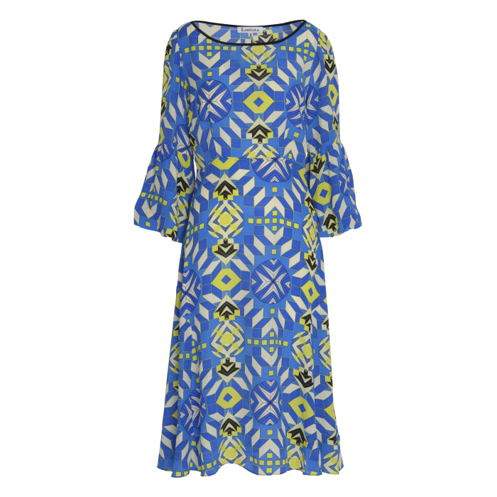 BEAROB DRESS | BLUE GEOMETRIC PRINT