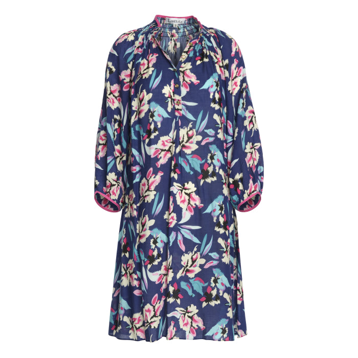 HARTFORD DRESS | NAVY TROPICAL PRINT