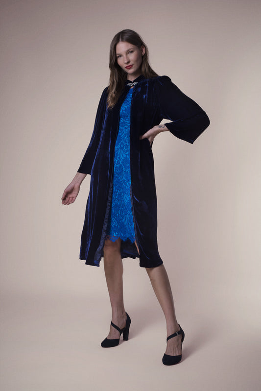 LAURA COAT | NAVY VELVET