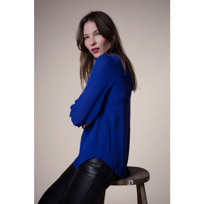 DELPHINE TOP | INDIGO SILK GEORGETTE