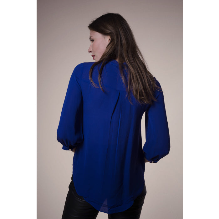 DELPHINE TOP | INDIGO SILK GEORGETTE