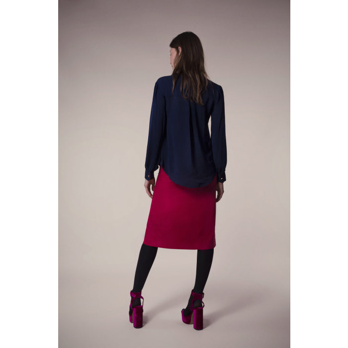 SILKY TOP | NAVY SILK GEORGETTE