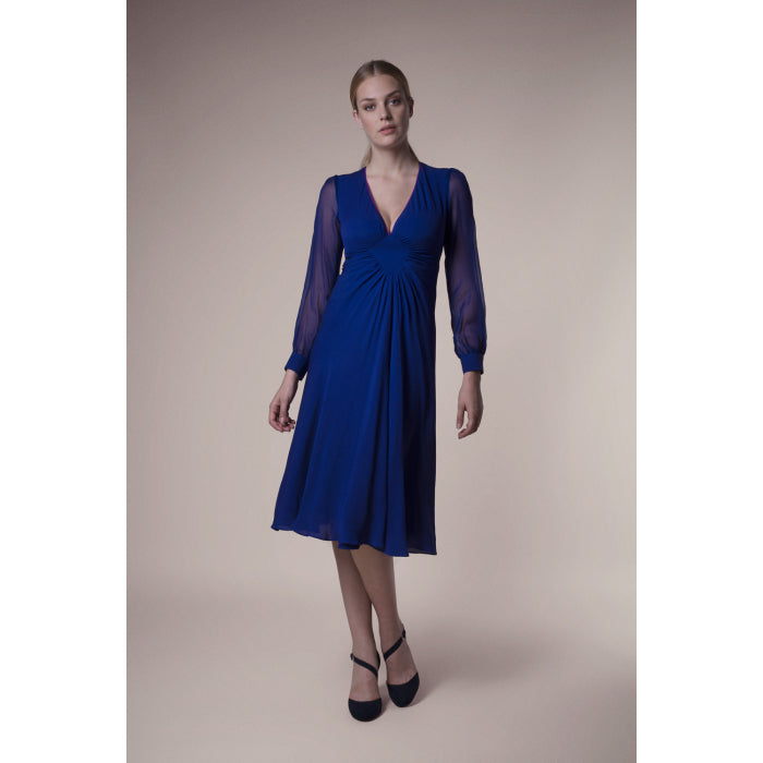 JESSIE DRESS | INDIGO SILK GEORGETTE