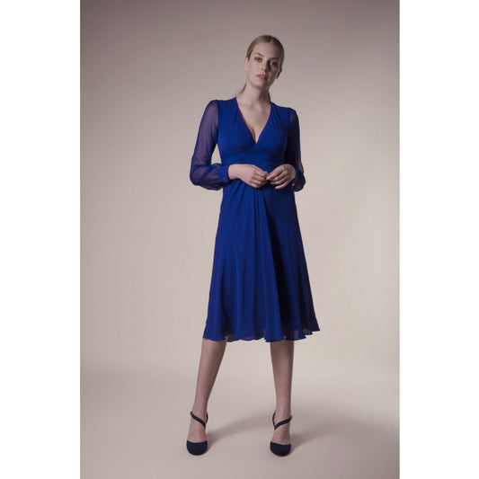 JESSIE DRESS | INDIGO SILK GEORGETTE