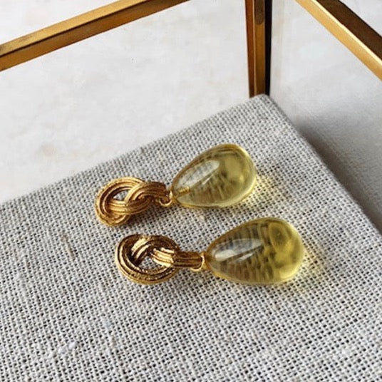 GOLD KNOT AND DROP EARRINGS