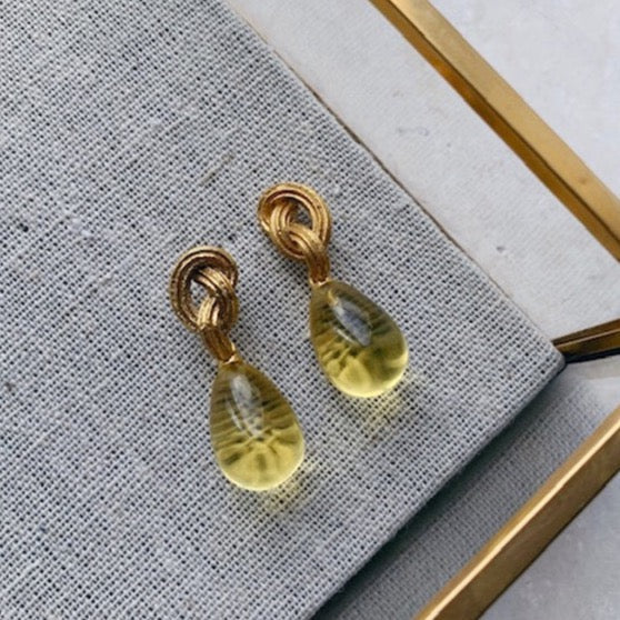 GOLD KNOT AND DROP EARRINGS