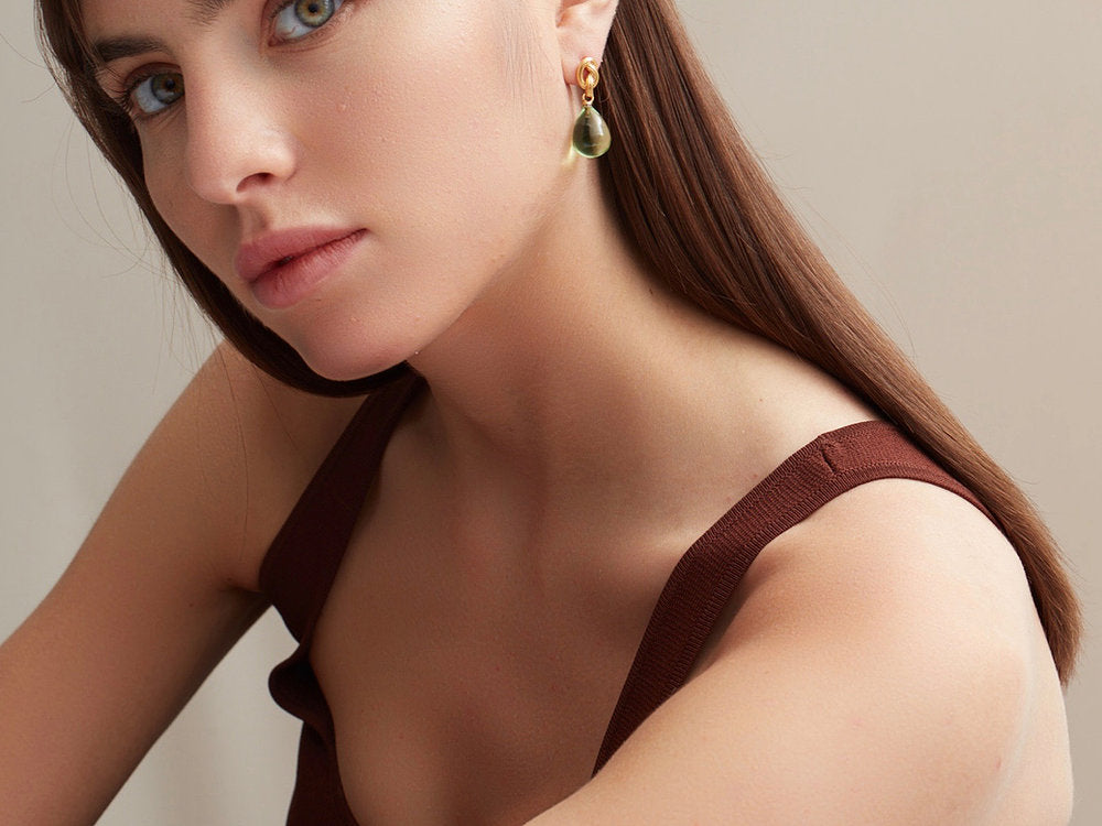 GOLD KNOT AND DROP EARRINGS
