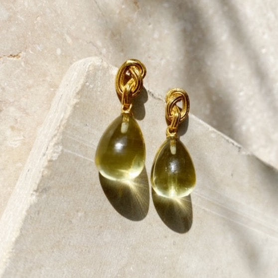 GOLD KNOT AND DROP EARRINGS