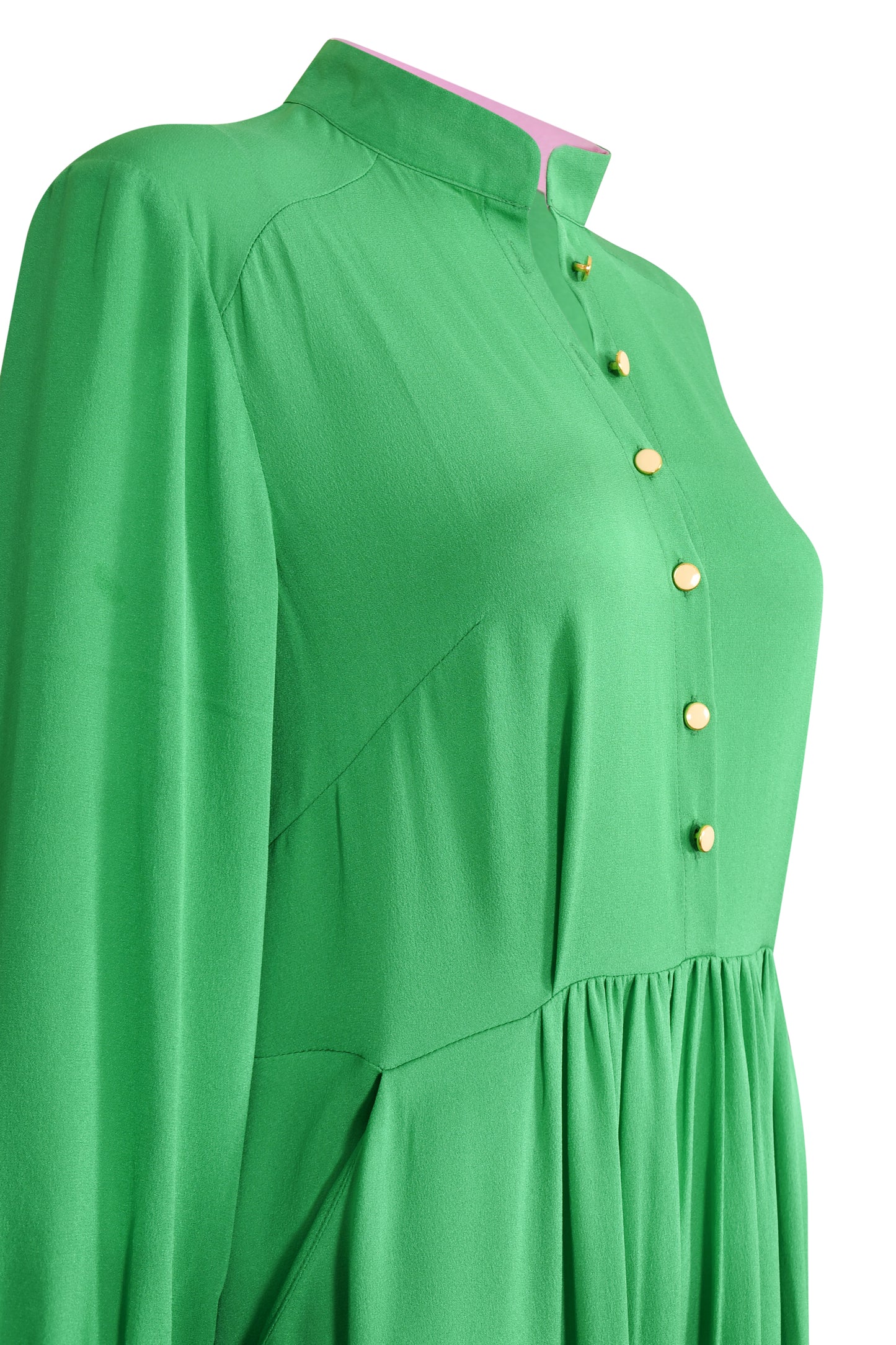 ANASTASIA DRESS | GRASS GREEN SILK GEORGETTE
