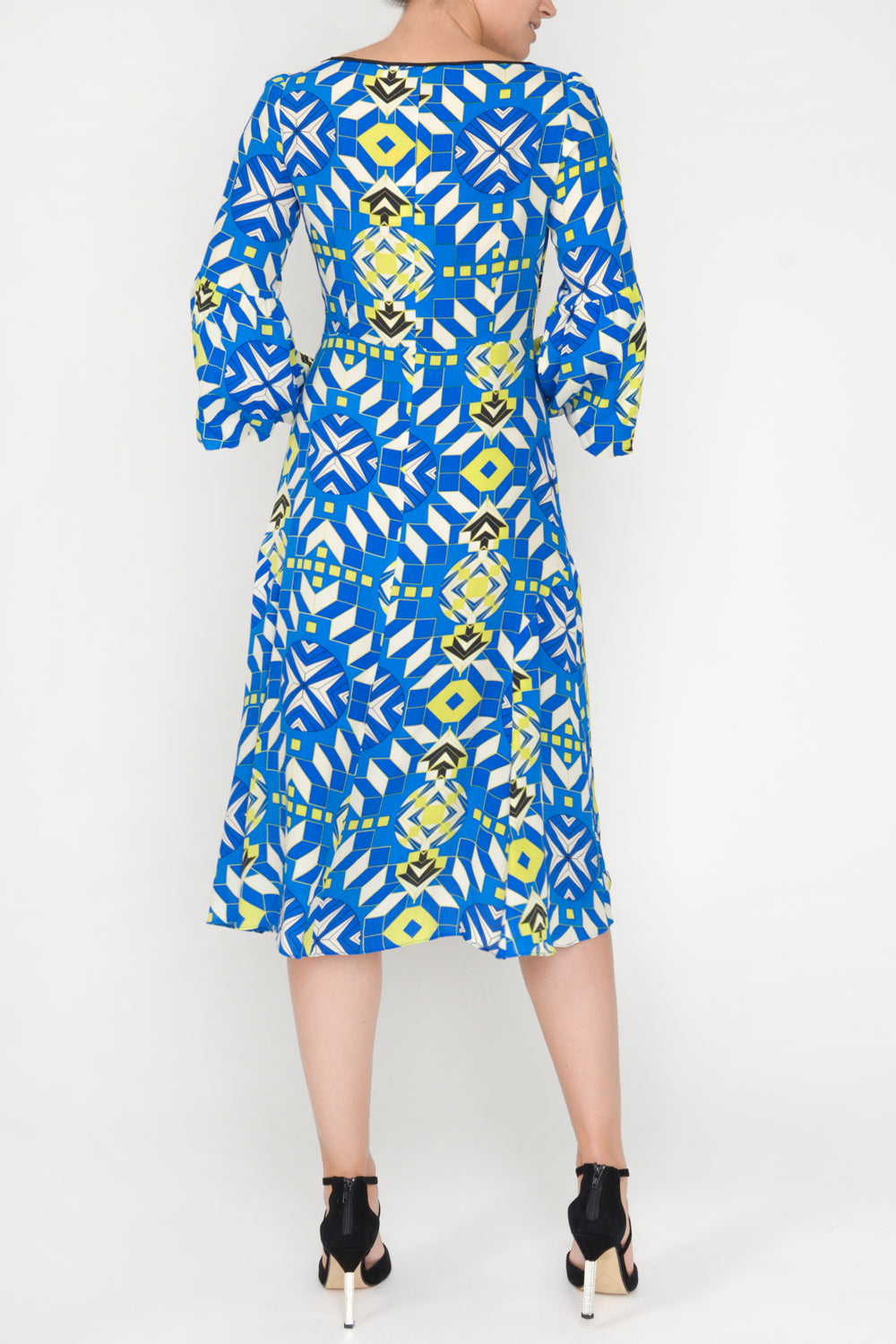 BEAROB DRESS | BLUE GEOMETRIC PRINT