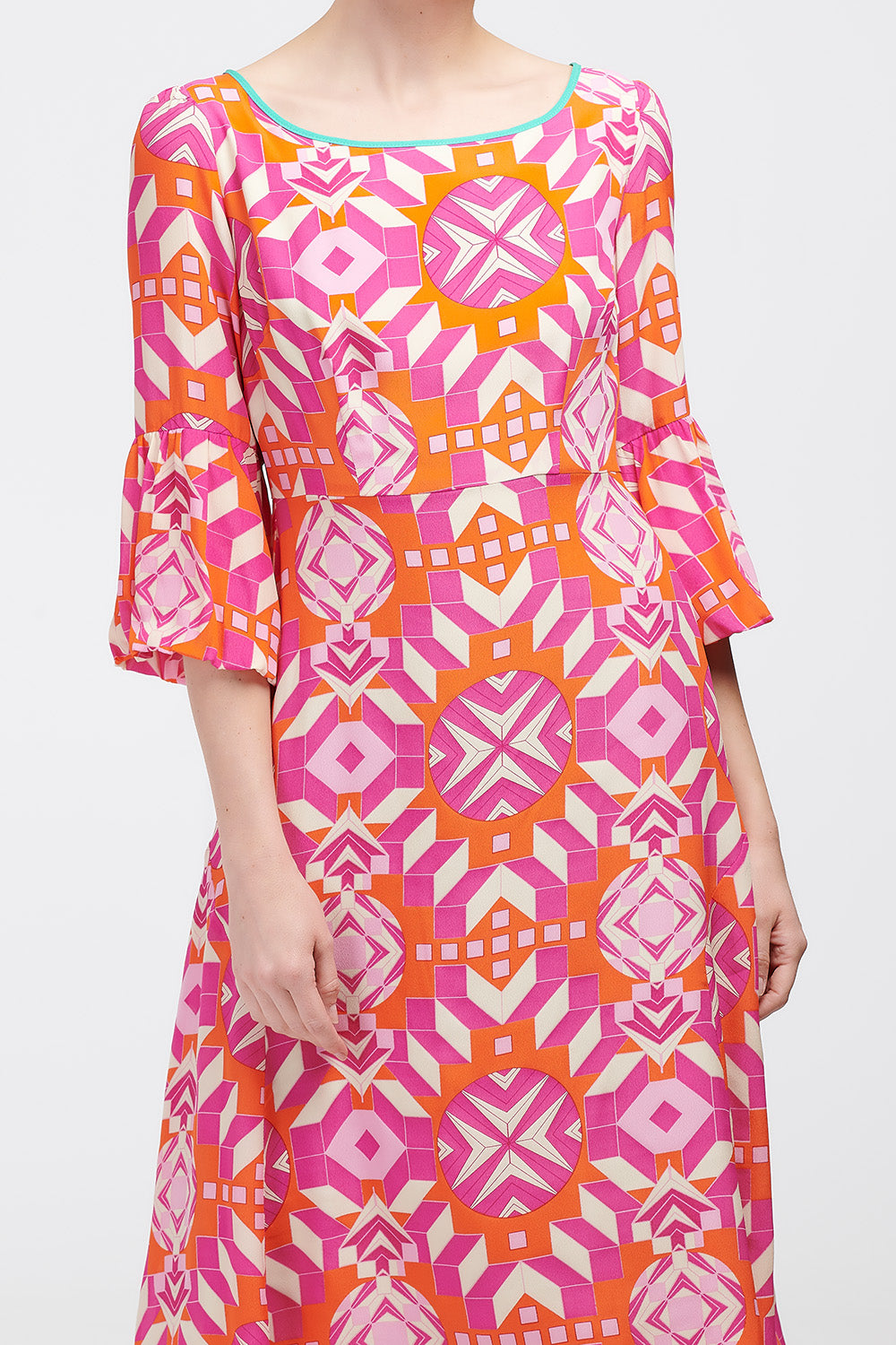 BEAROB DRESS | PINK GEOMETRIC PRINT