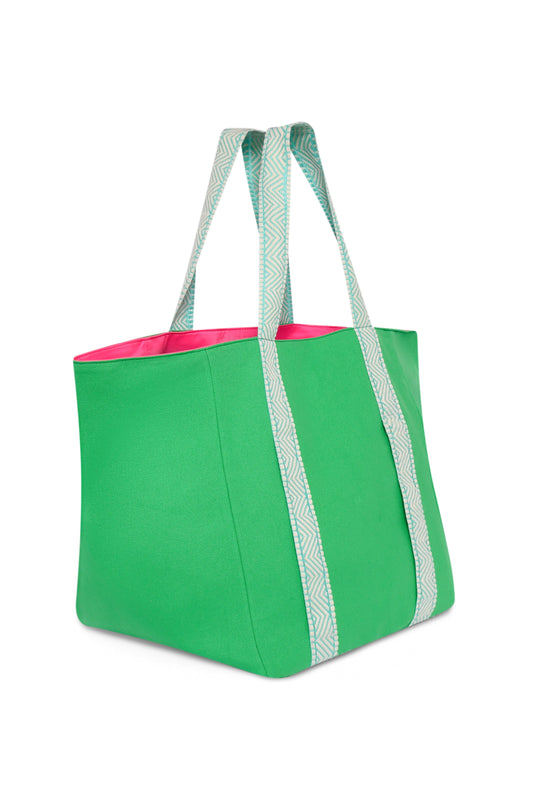 LARGE BRIGHT GREEN BEACH BAG