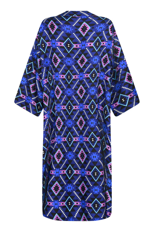 KIMONO | INDIGO GEOTRI SILK TWILL