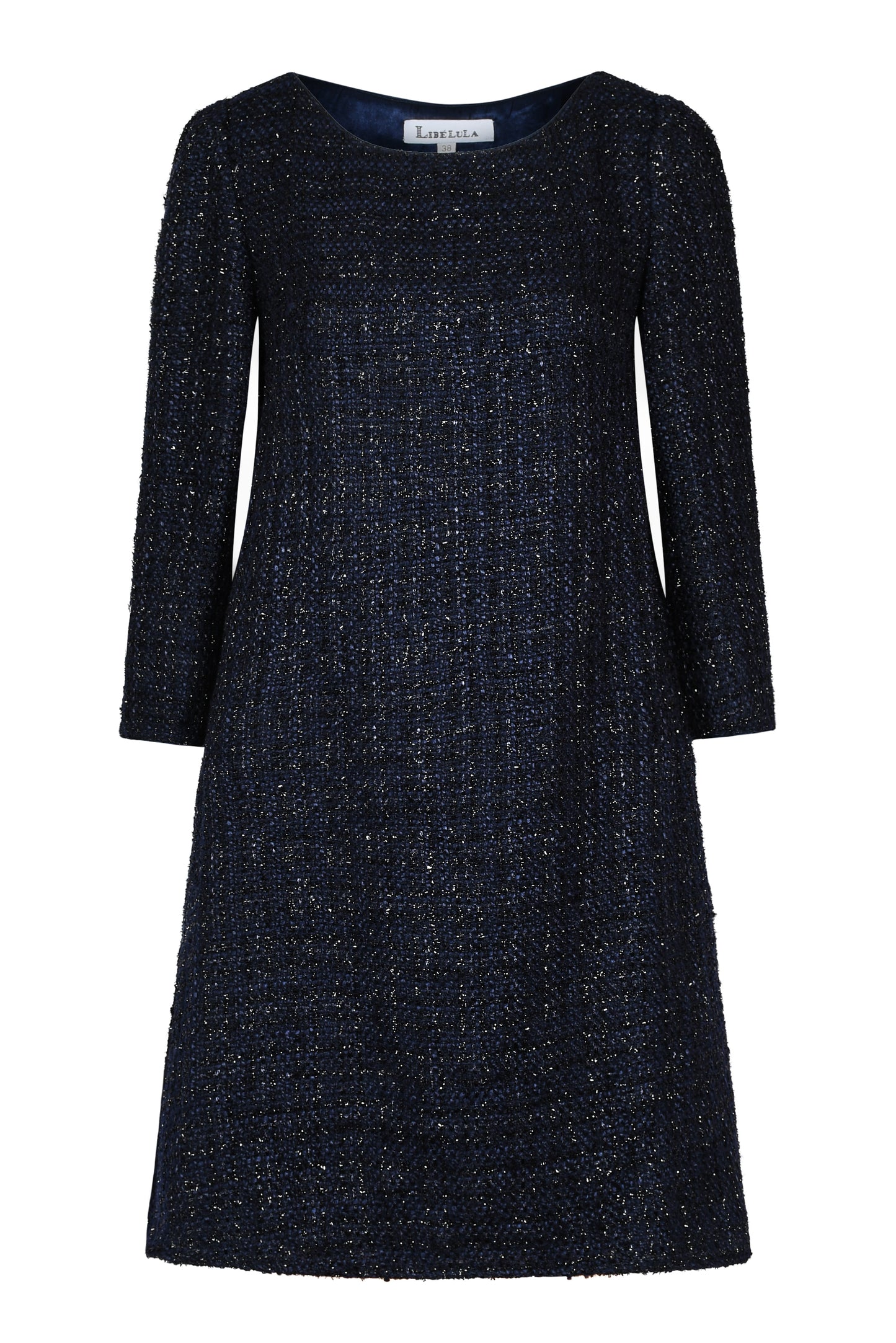 CAROLINE SHIFT DRESS | NAVY SPARKLE BOUCLE