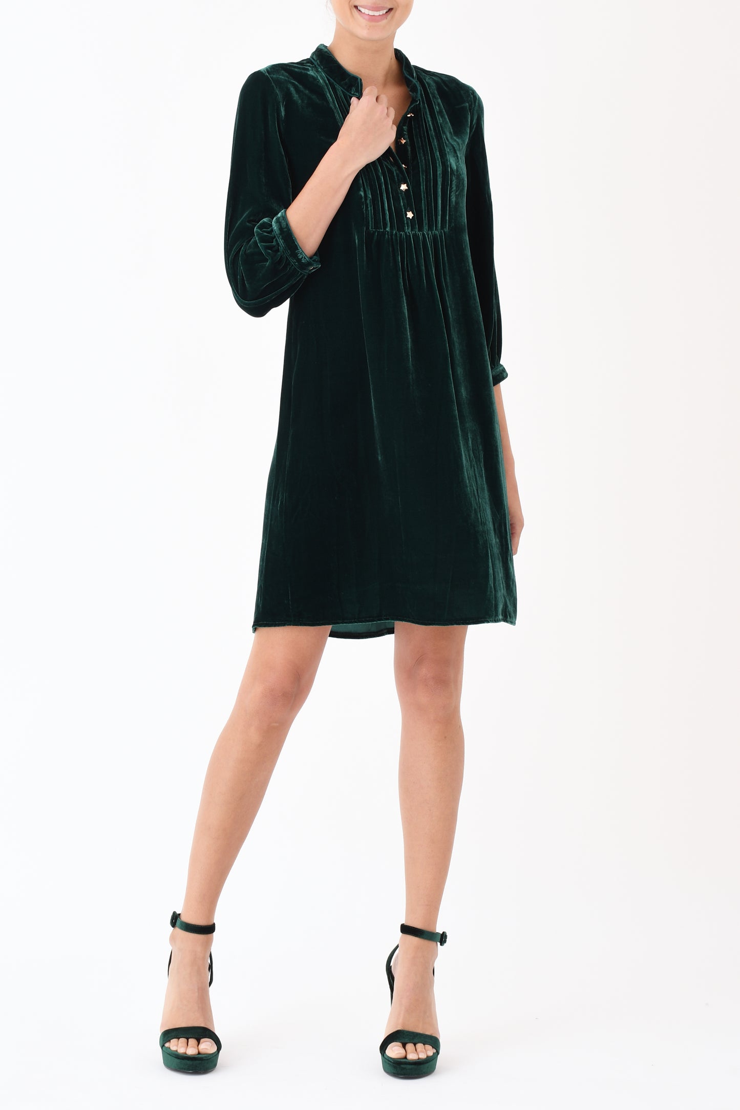 CHLOE DRESS | GREEN VELVET