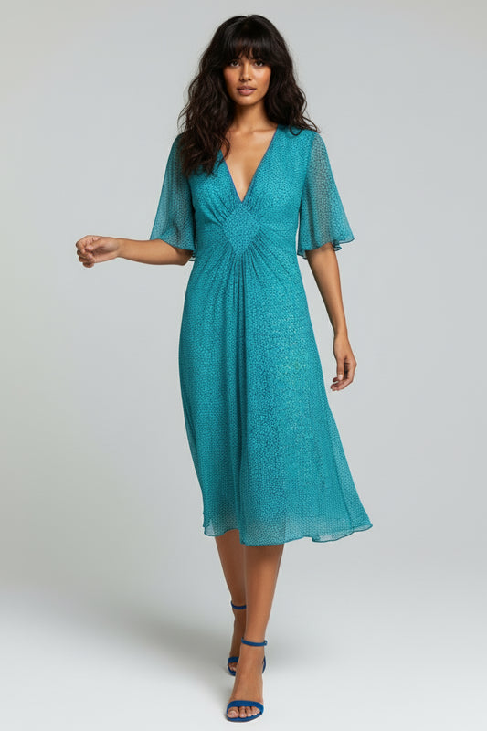 JESSIE DRESS | TEAL ORGANIC PRINT