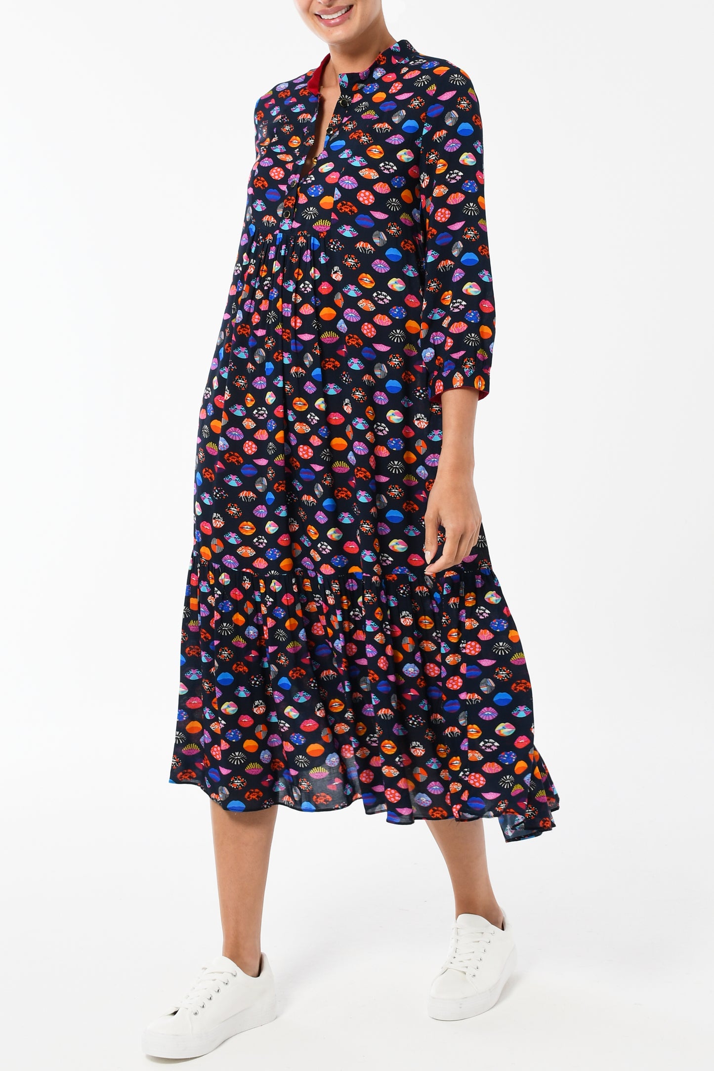 LONGER CLAUDE DRESS | LIPS PRINT