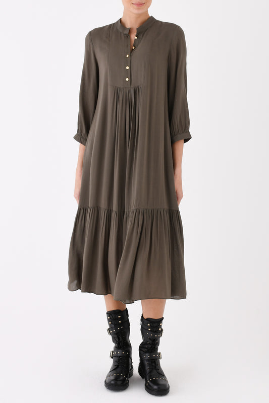 CLAUDE DRESS | KHAKI RAYON