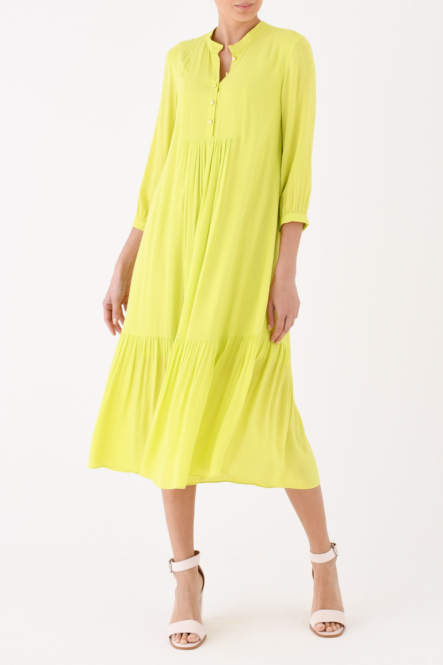 CLAUDE DRESS | LIME RAYON