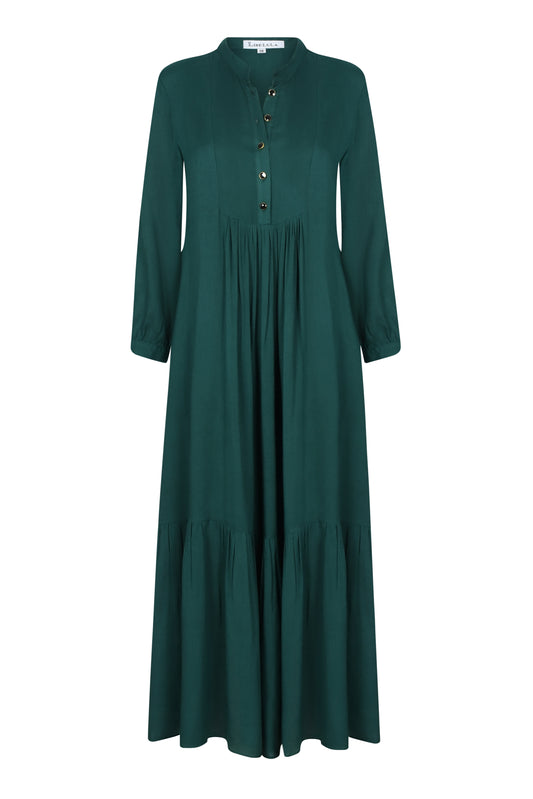 CLAUDE DRESS | BOTTLE GREEN RAYON