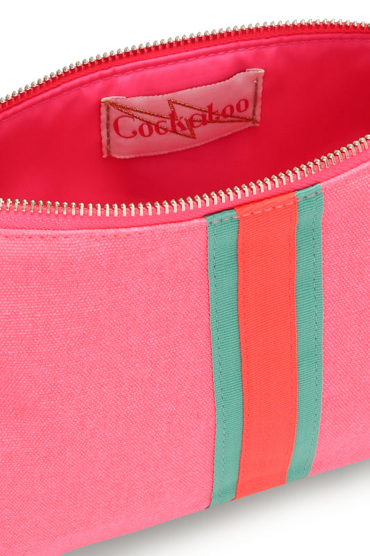 BRIGHT PINK LUCKY STRIPE CLUTCH
