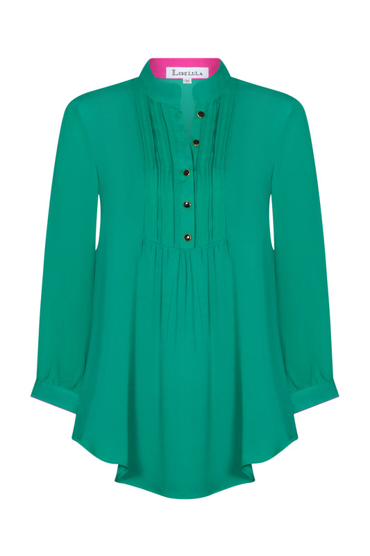 DELPHINE TOP | BRIGHT GREEN GEORGETTE