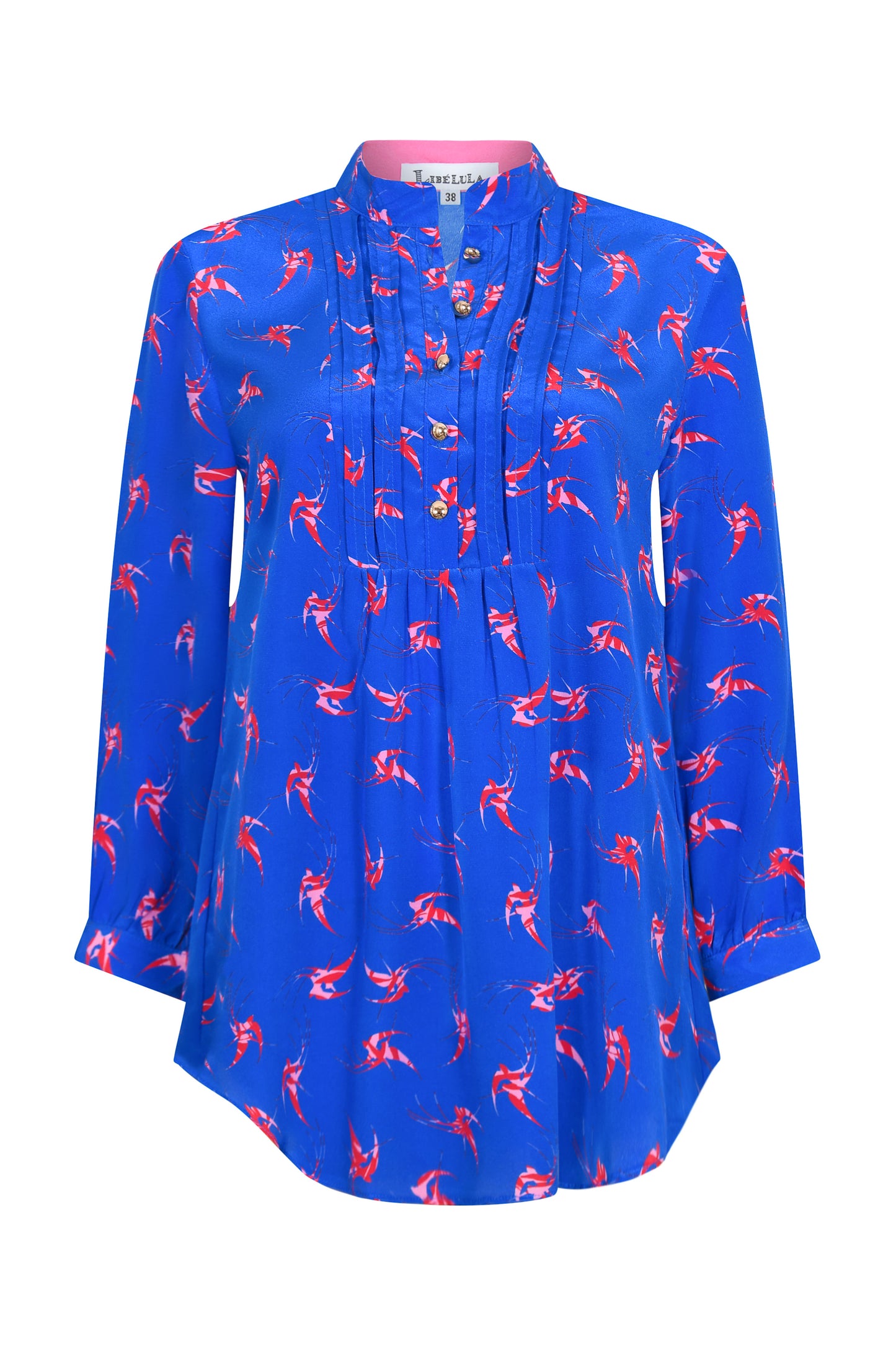 DELPHINE TOP | BLUE LOVEBIRDS PRINT