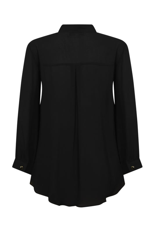 DELPHINE TOP | BLACK SILK GEORGETTE