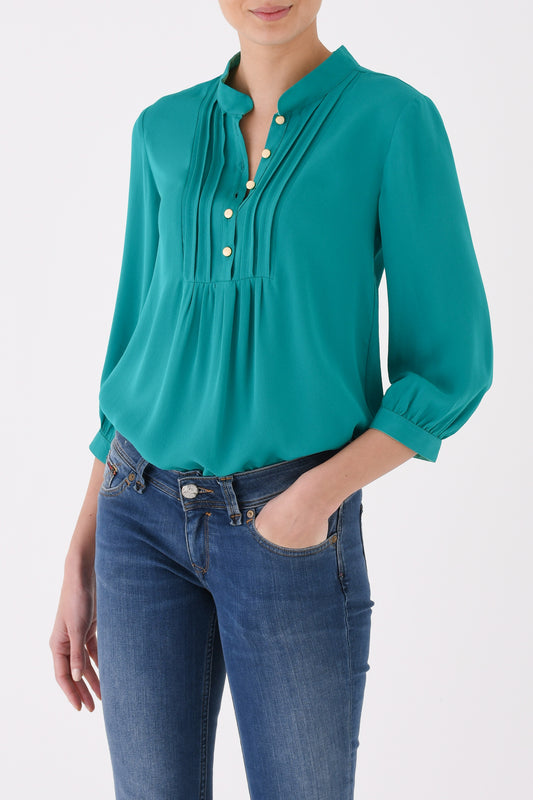 DELPHINE TOP | JADE GREEN SILK