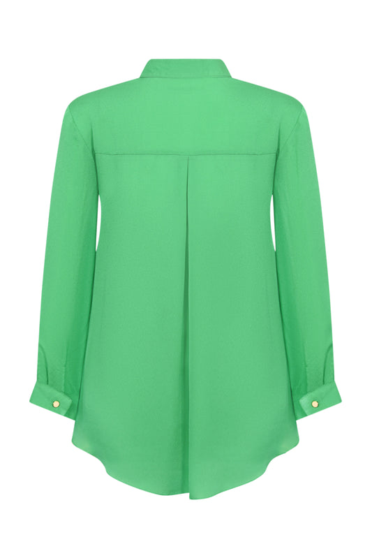 DELPHINE TOP | SPRING GREEN SILK GEORGETTE