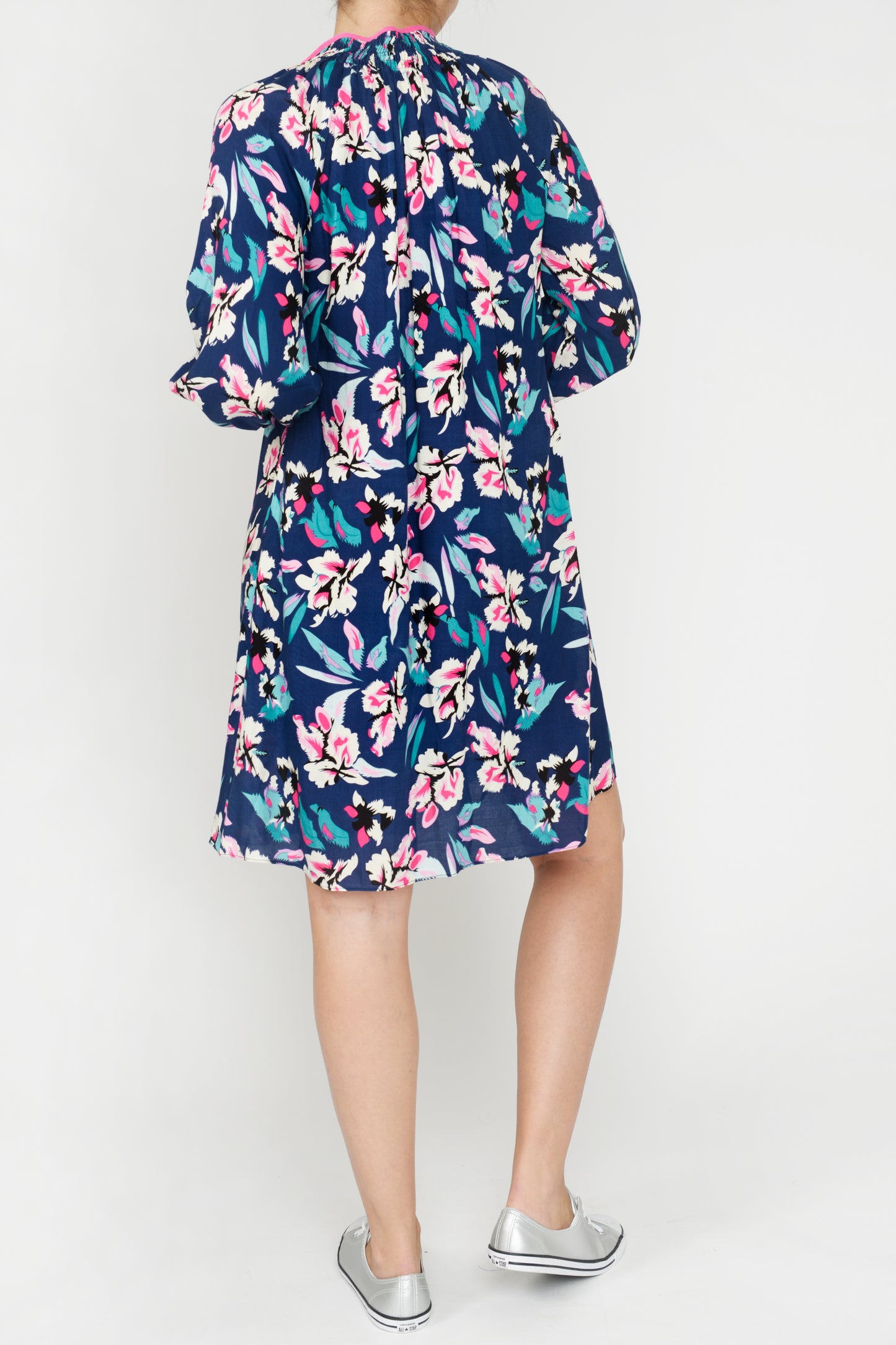 HARTFORD DRESS | NAVY TROPICAL PRINT
