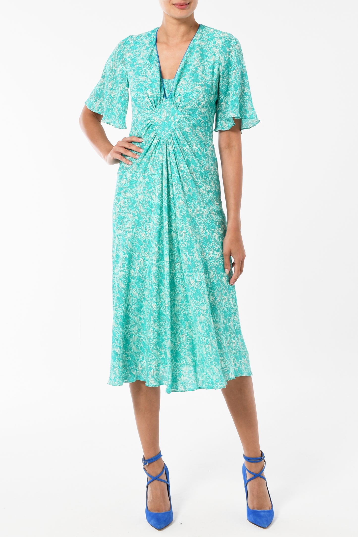 JESSIE DRESS | AQUA FLUTTER PRINT