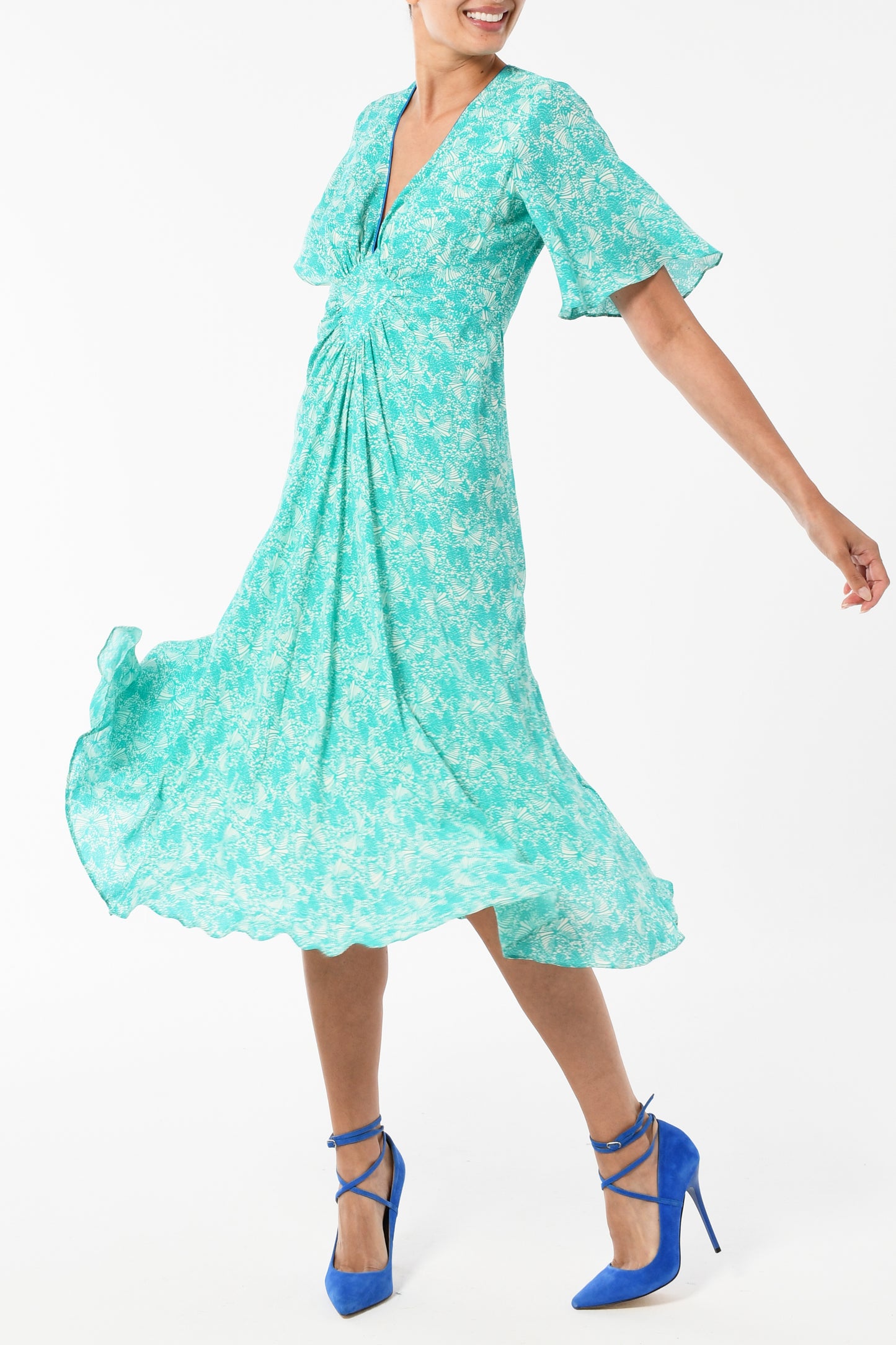 JESSIE DRESS | AQUA FLUTTER PRINT
