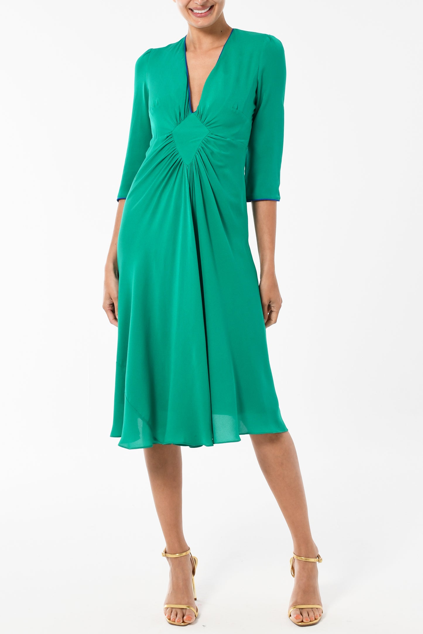 JESSIE DRESS | BRIGHT GREEN SILK GEORGETTE