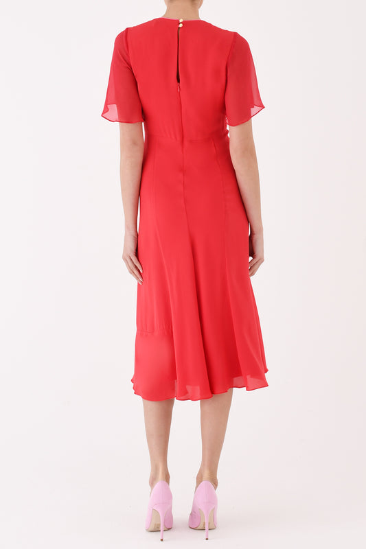 JESSIE DRESS BS | RED SILK GEORGETTE