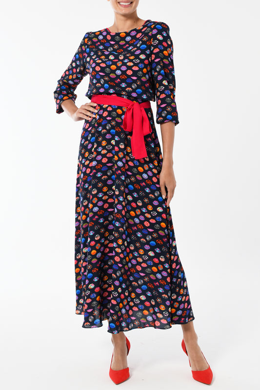 MIDI JOJO DRESS - LIPS PRINT