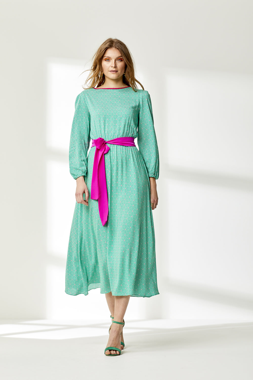 MIDI JOJO DRESS | STRIPEY TRIANGLE PRINT