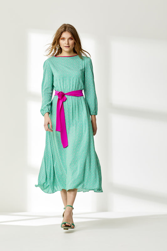 MIDI JOJO DRESS | STRIPEY TRIANGLE PRINT