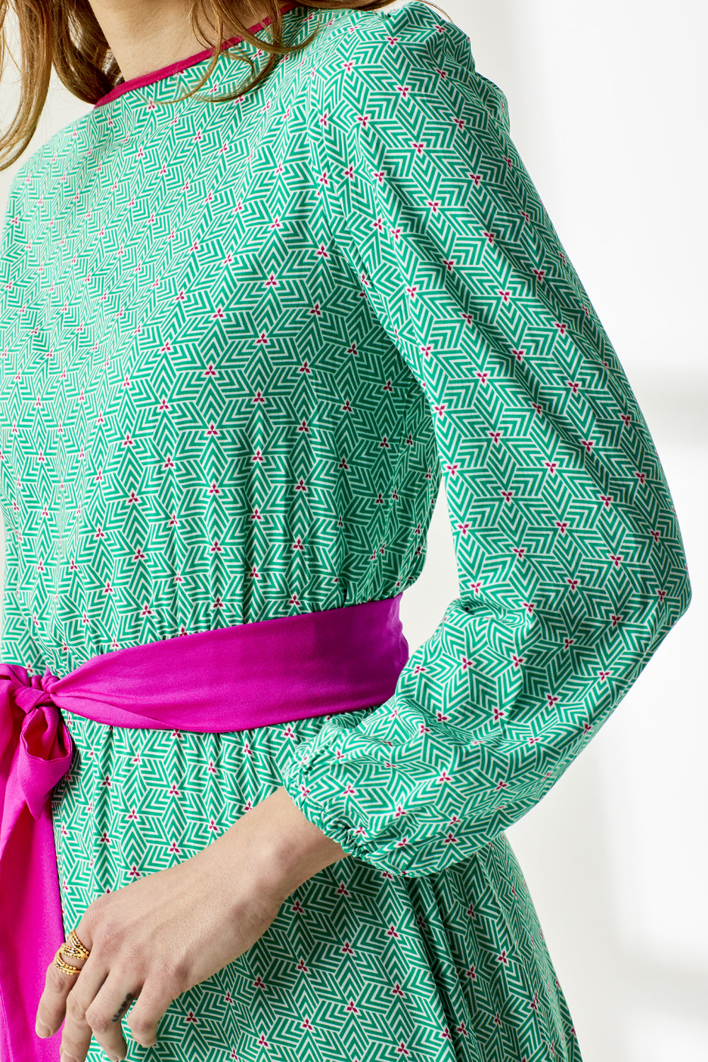 MIDI JOJO DRESS | STRIPEY TRIANGLE PRINT