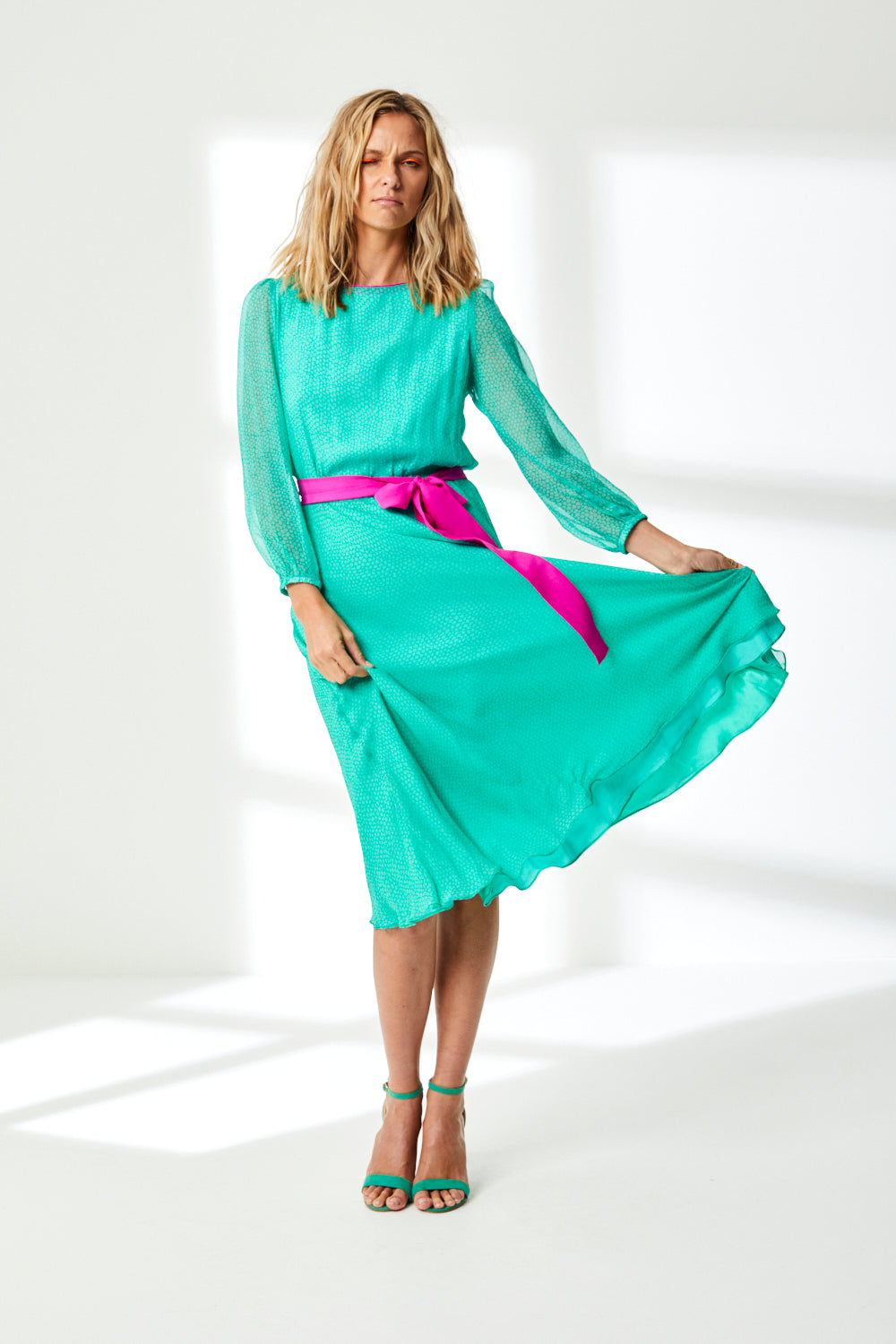 jojo green dress Olive Jojo Dress with Gold Fleck