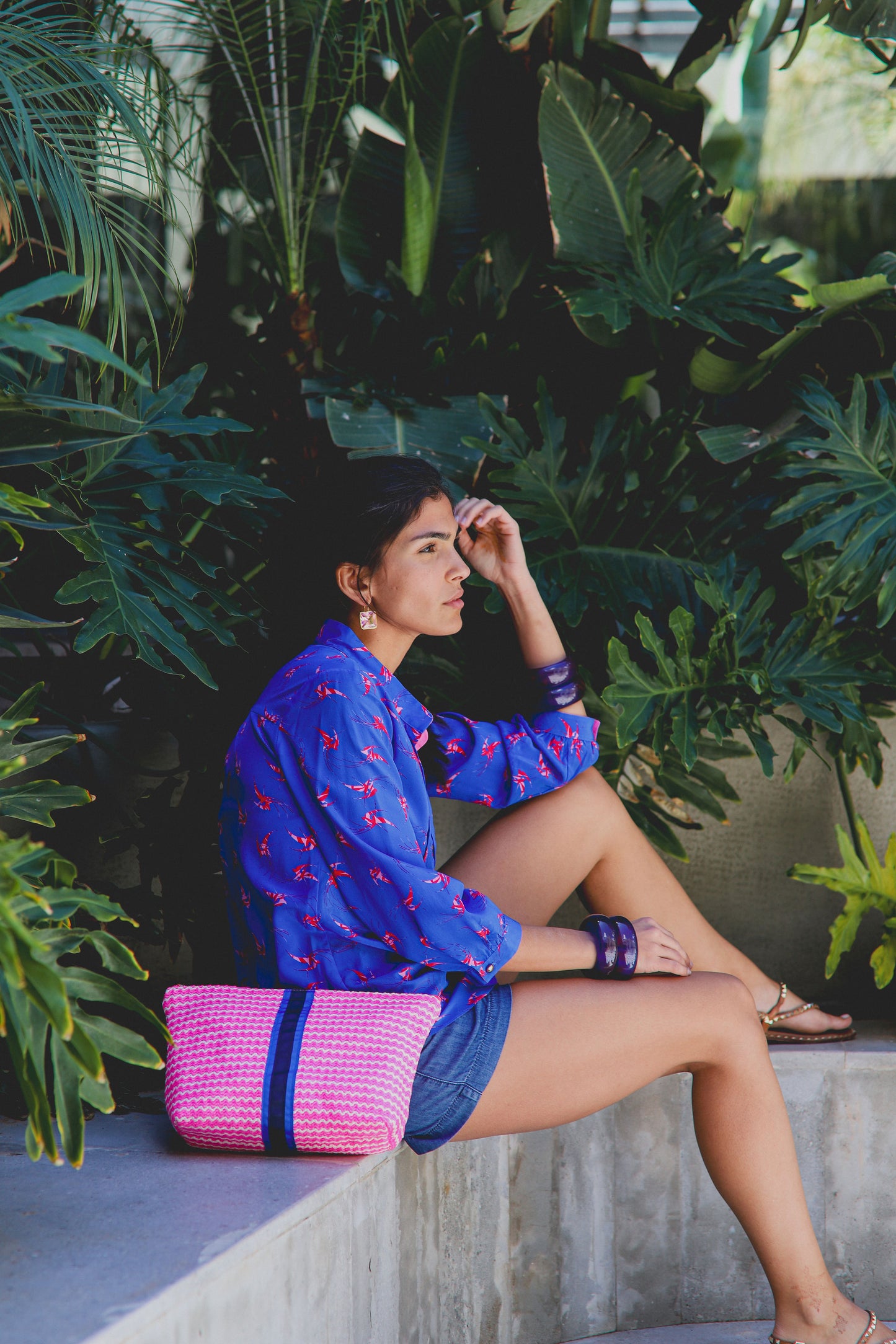 DELPHINE TOP | BLUE LOVEBIRDS PRINT