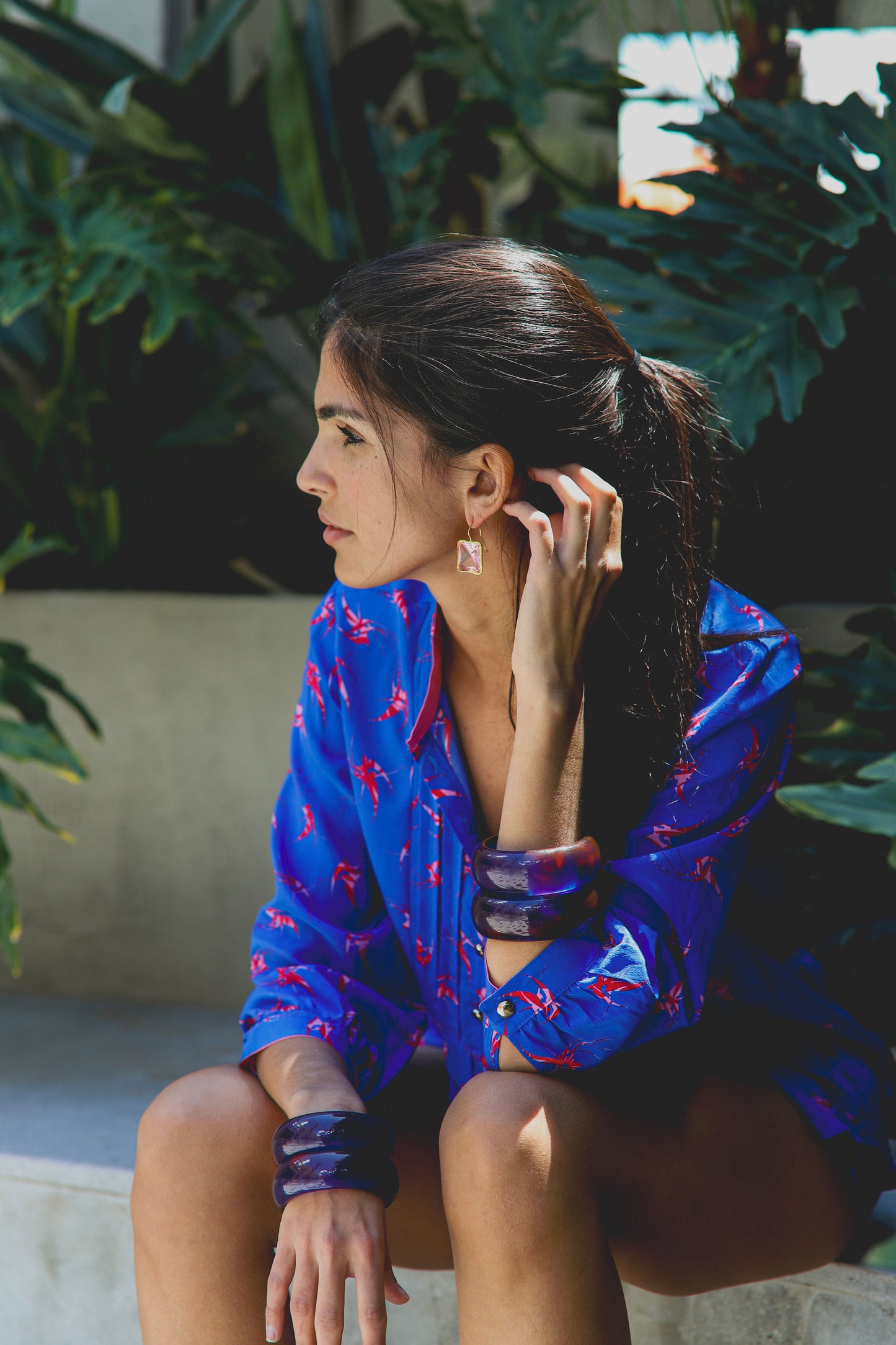DELPHINE TOP | BLUE LOVEBIRDS PRINT