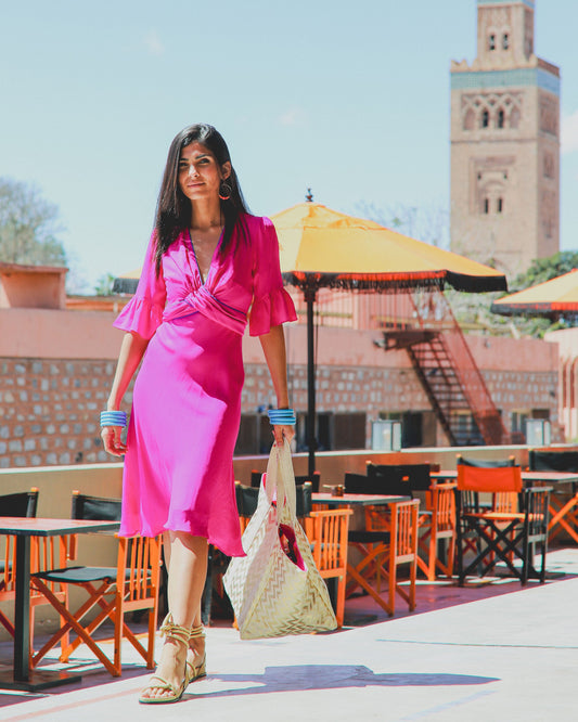 MILLIE DRESS | HOT PINK SILK GEORGETTE