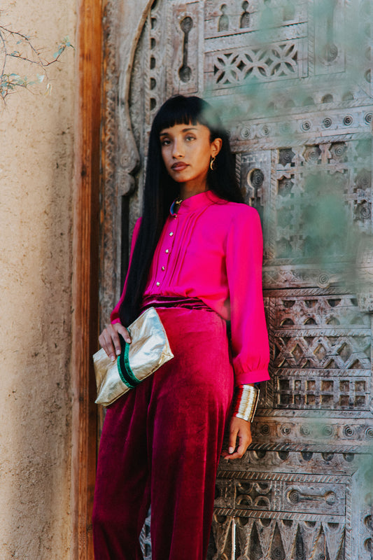 DELPHINE TOP | DEEP PINK SILK GEORGETTE