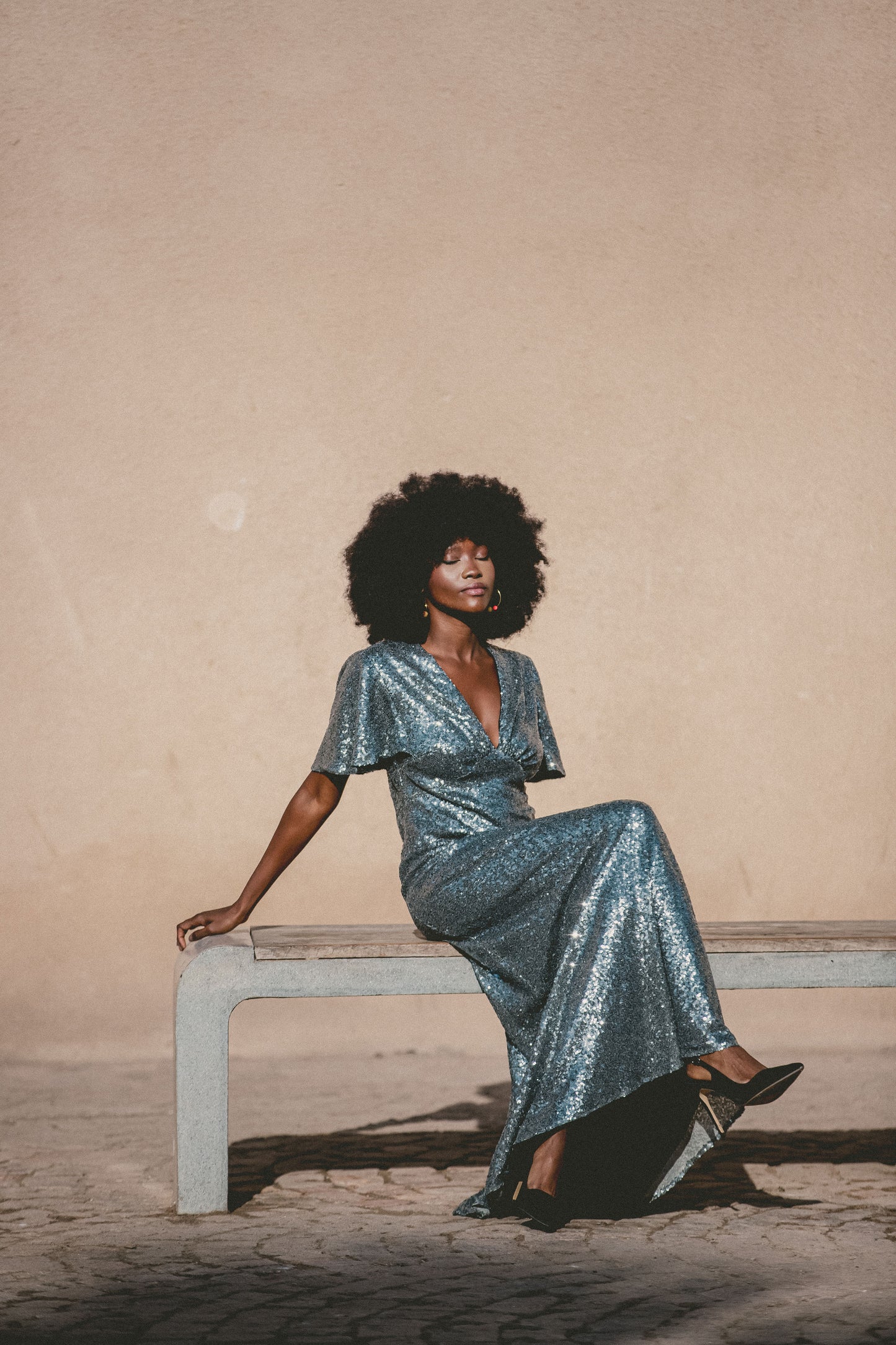 LONG TAMMIM DRESS| SILVER SEQUINS