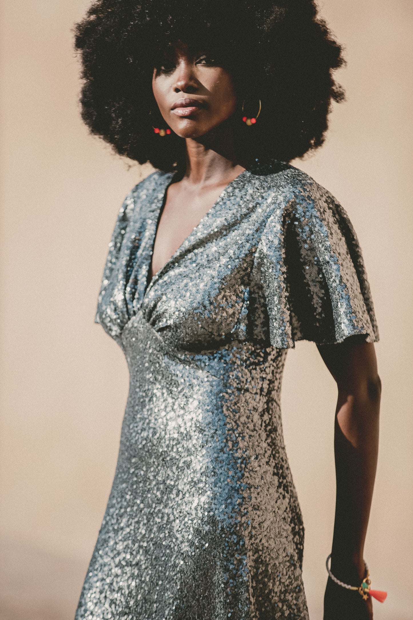 LONG TAMMIM DRESS| SILVER SEQUINS