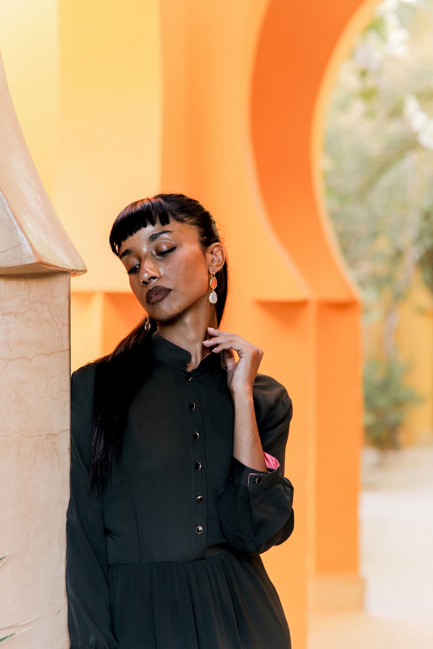 ANASTASIA DRESS | KHAKI SILK GEORGETTE